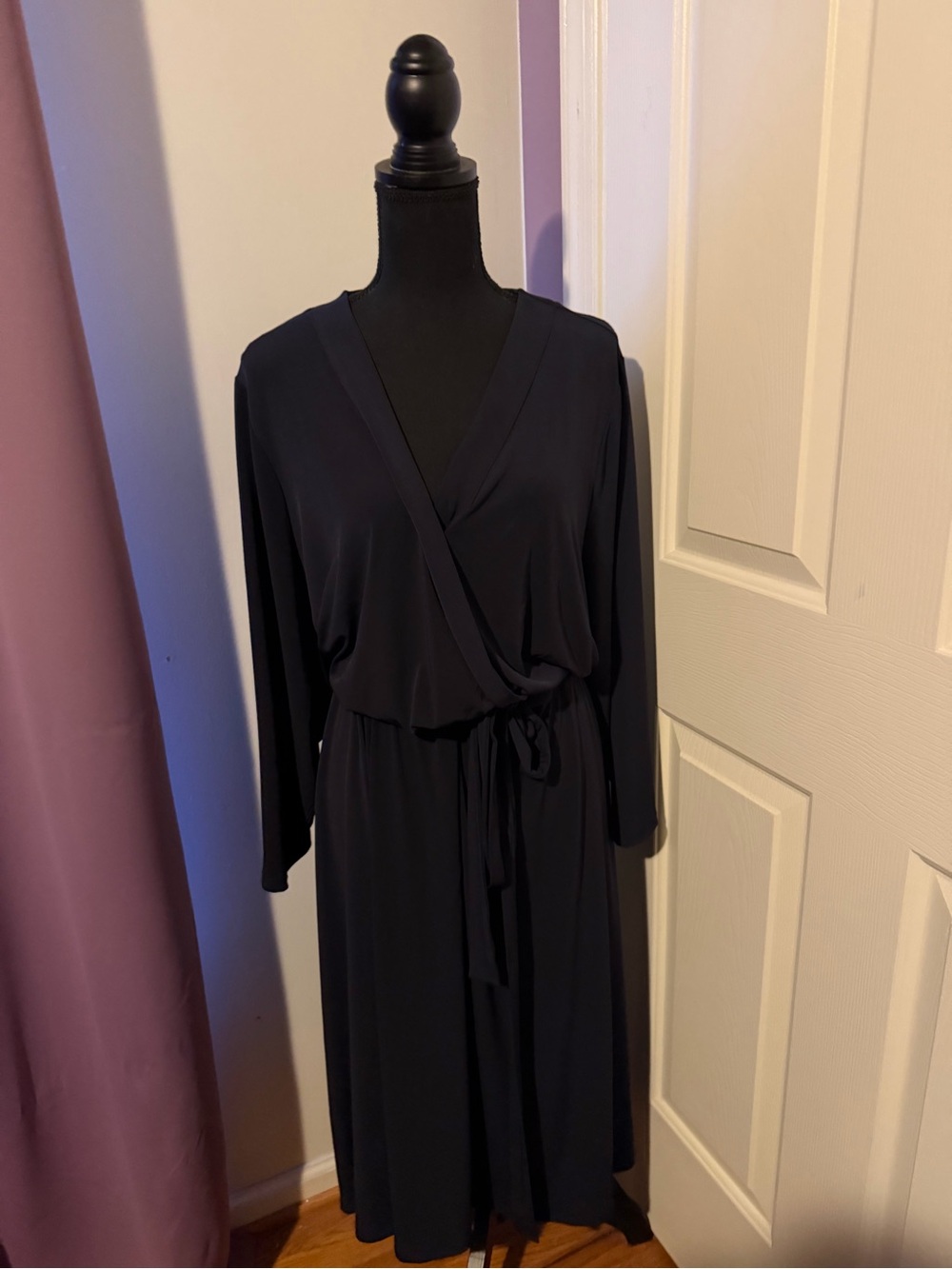 Lane Bryant Navy Blue Wrap-Style Midi Dress Size 30/32